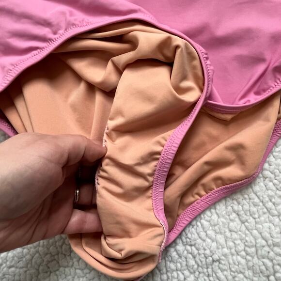 J. Crew Pink Plunge V Neck One Piece Swimsuit NWT Plus Size 24 - Picture 6 of 8